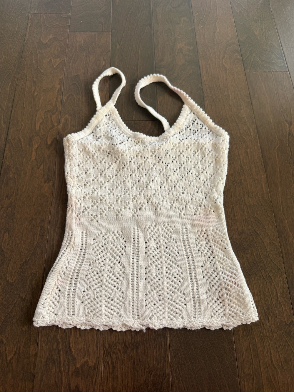Delicate Lace Knit Tank Top - Cream